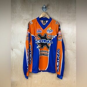 Vintage Kona Orange and Blue Cycling Mountain Biking Jersey